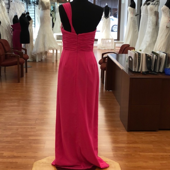 Azla (hot pink) one shoulder full length dress - Picture 4 of 7
